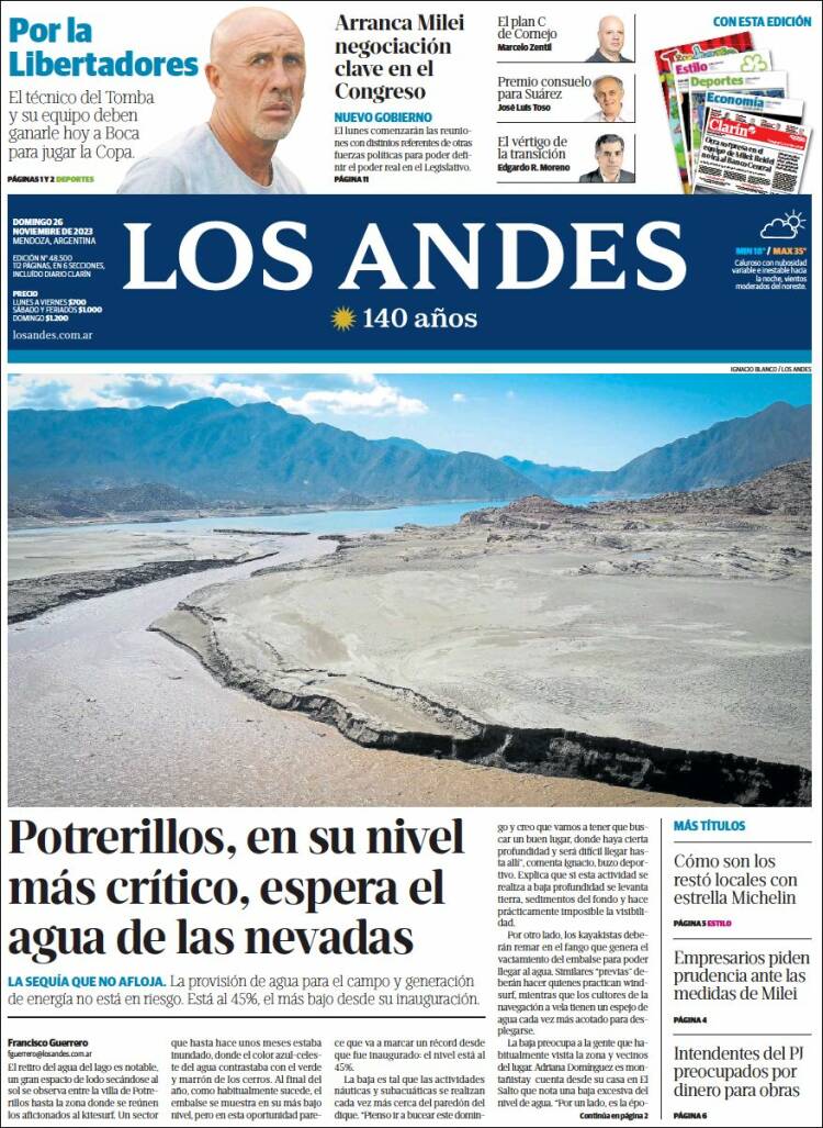 Portada de Los Andes - Mendoza (Argentina)