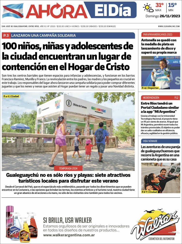 Portada de El Día de Gualeguaychú (Argentina)