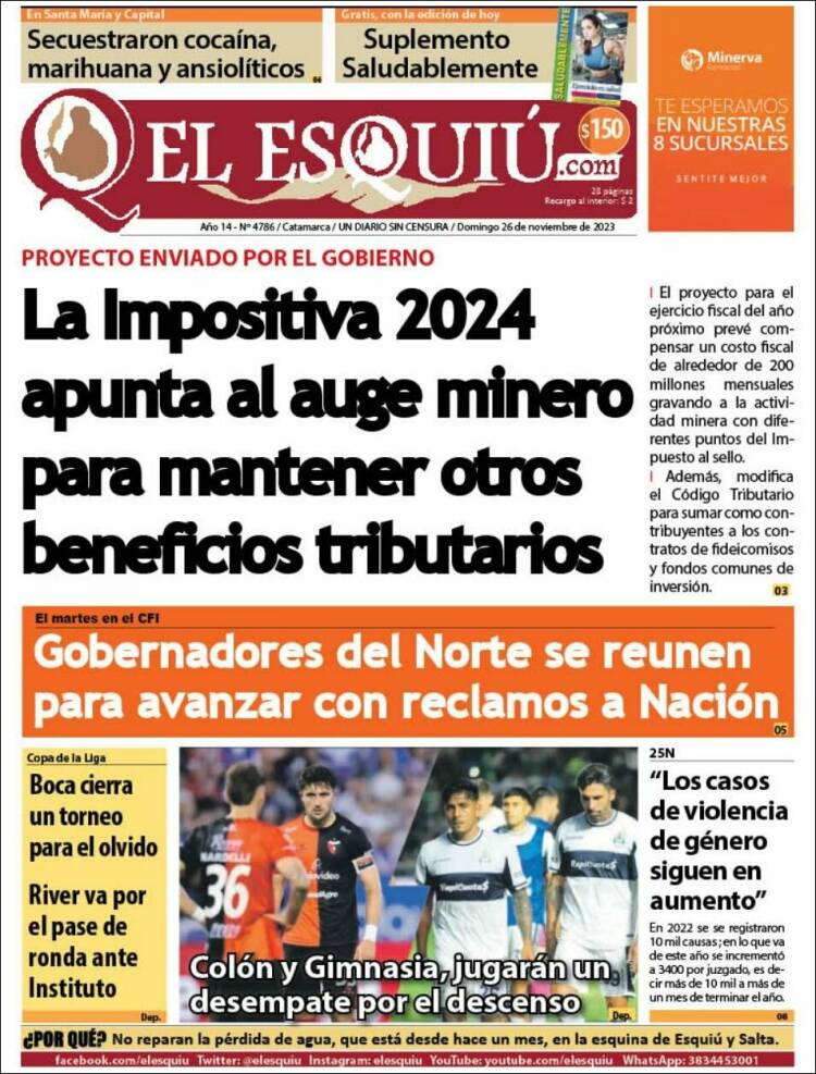 Portada de El Esquiu (Argentina)
