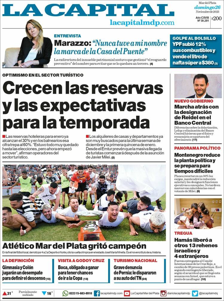 Portada de Diario La Capital - Mar del Plata (Argentina)