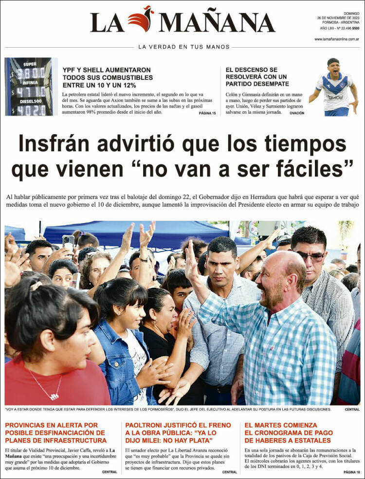 Portada de Diario La Mañana (Argentina)