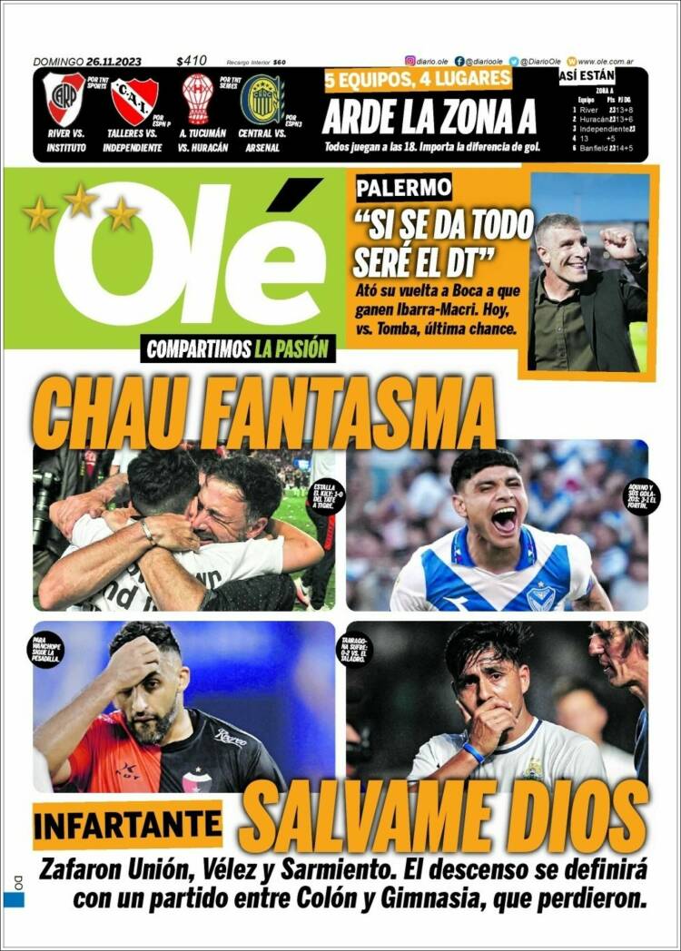 Portada de Olé (Argentina)