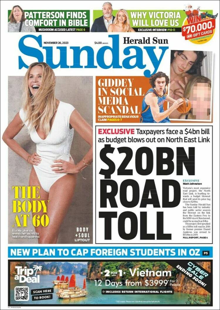 Portada de Herald Sun (Australia)