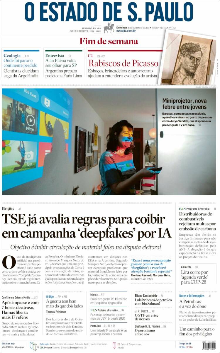 Portada de O Estado de São Paulo (Brasil)