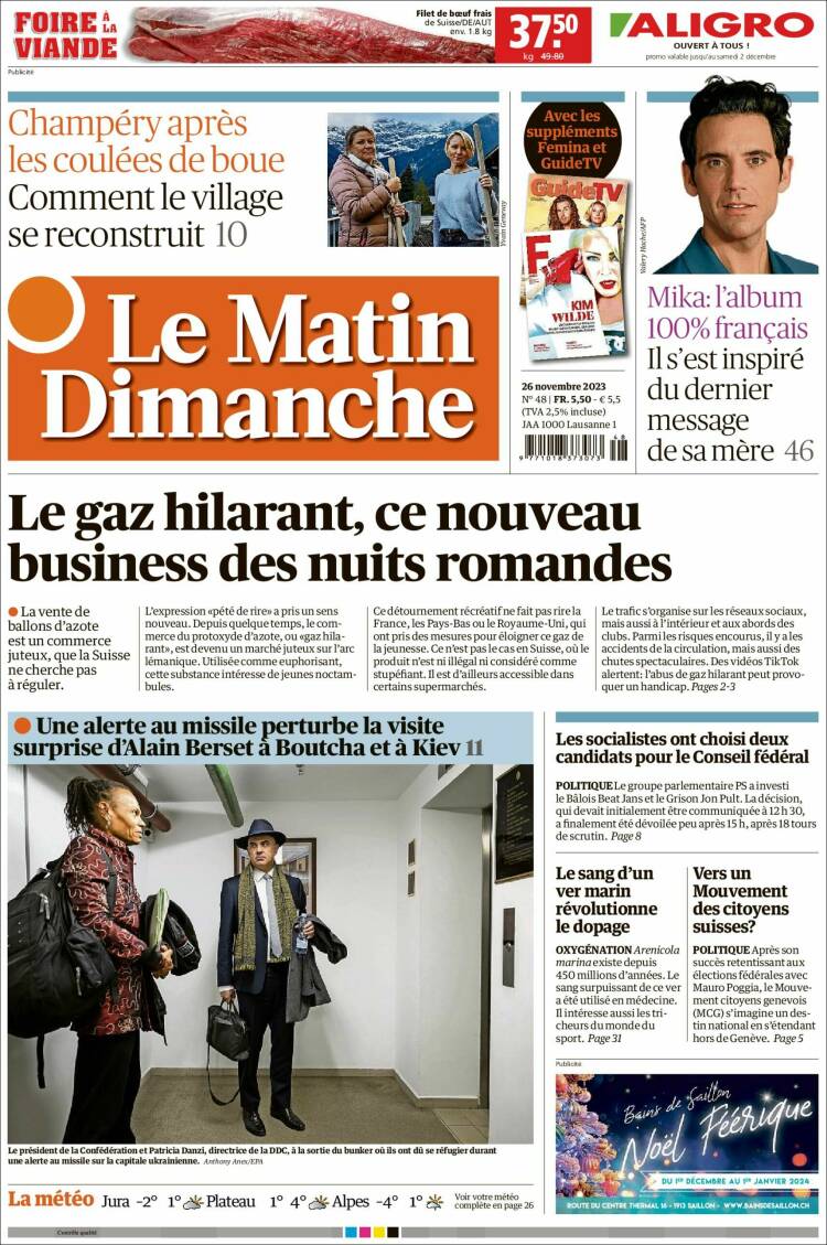 Portada de Le Matin (Suiza)