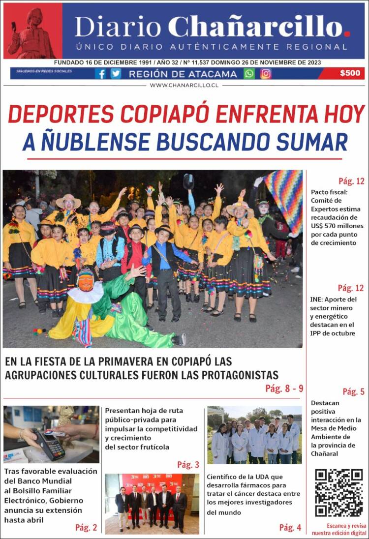 Portada de Diario Chañarcillo (Chile)