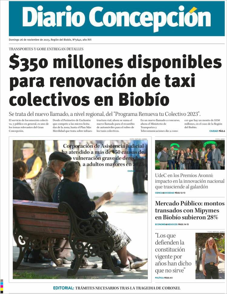 Portada de Diario de Concepción (Chile)
