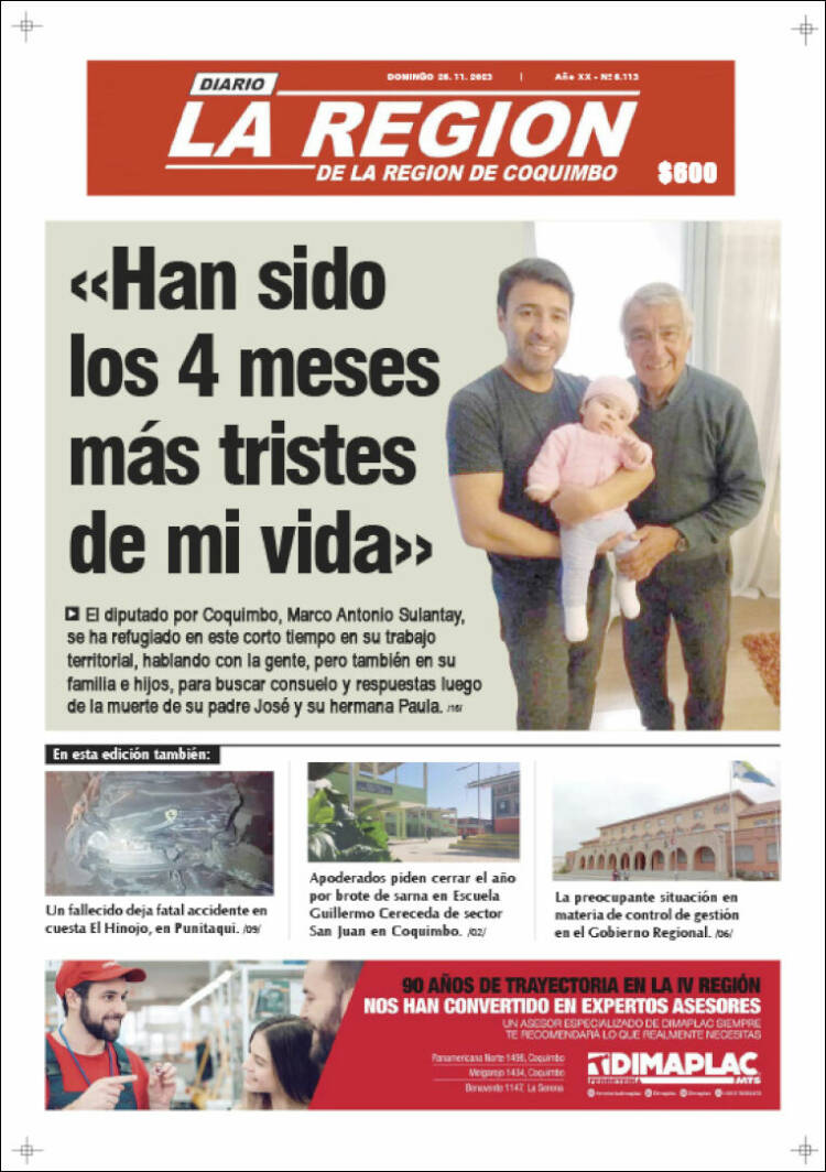 Portada de Diario La Región de Coquimbo (Chile)
