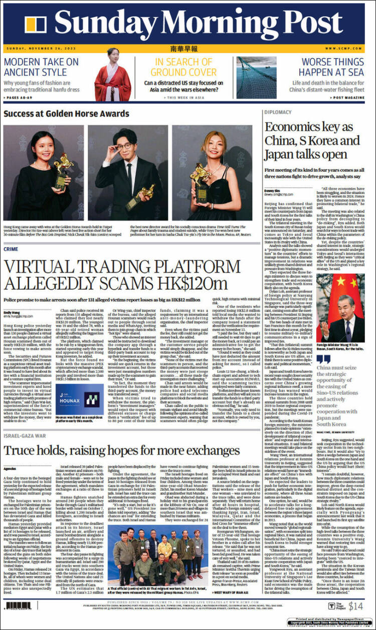 Portada de South China Morning Post (China)