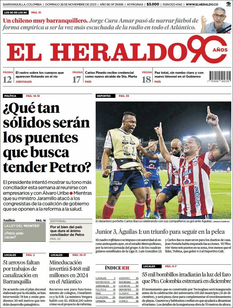 Portada de El Heraldo (Colombia)