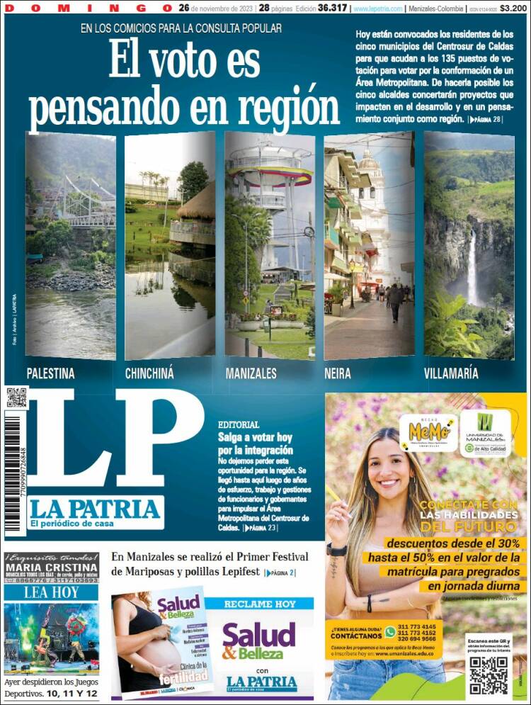 Portada de La Patria (Colombia)
