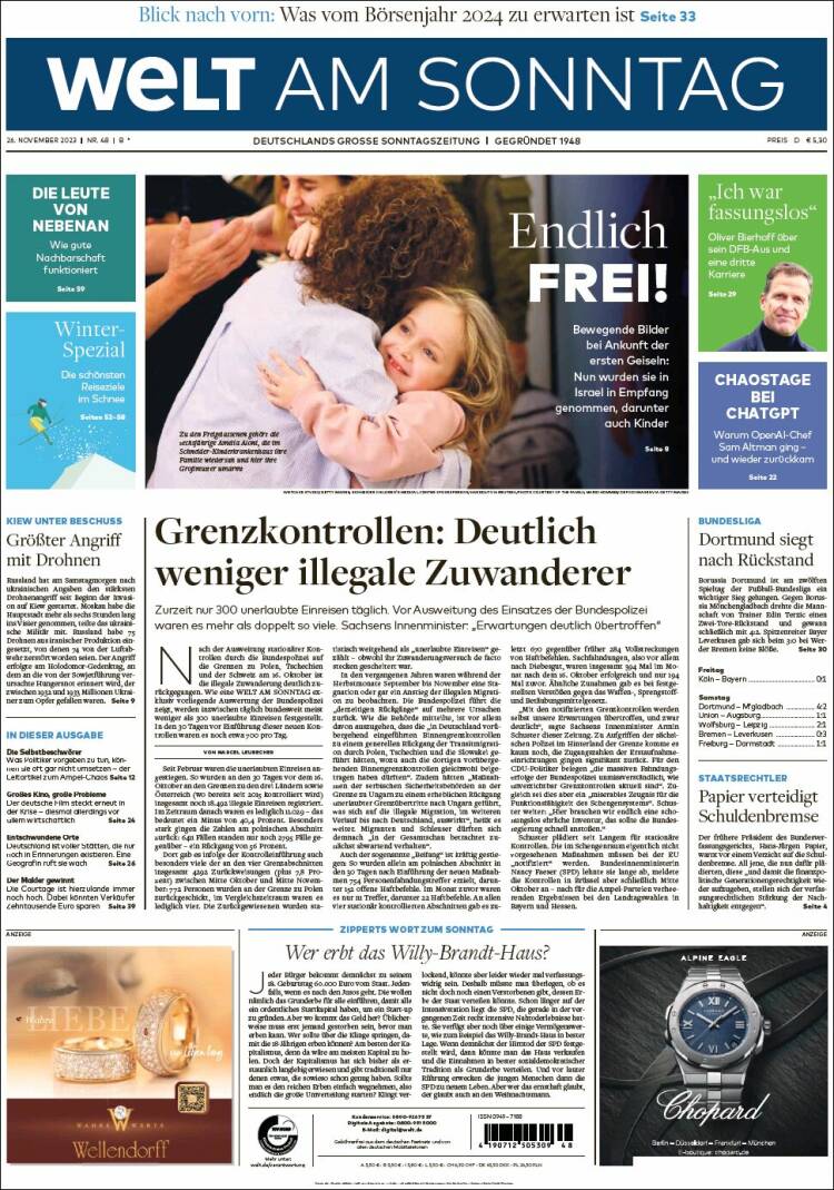 Portada de Die Welt (Alemania)