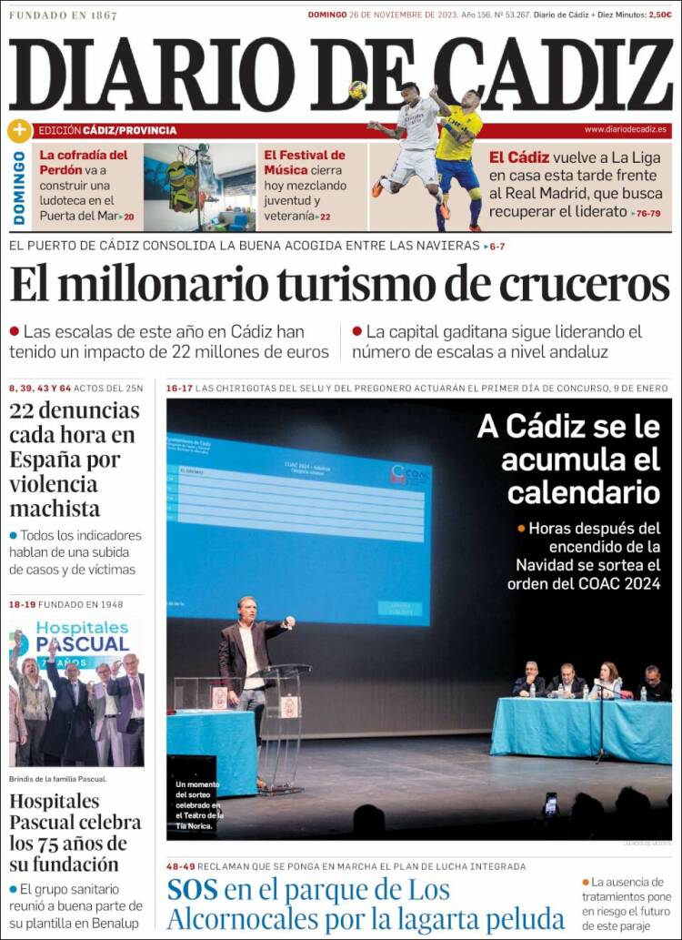 Portada de Diario de Cádiz (España)