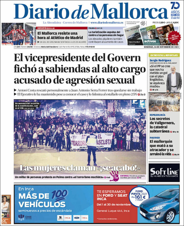 Portada de Diario de Mallorca (España)