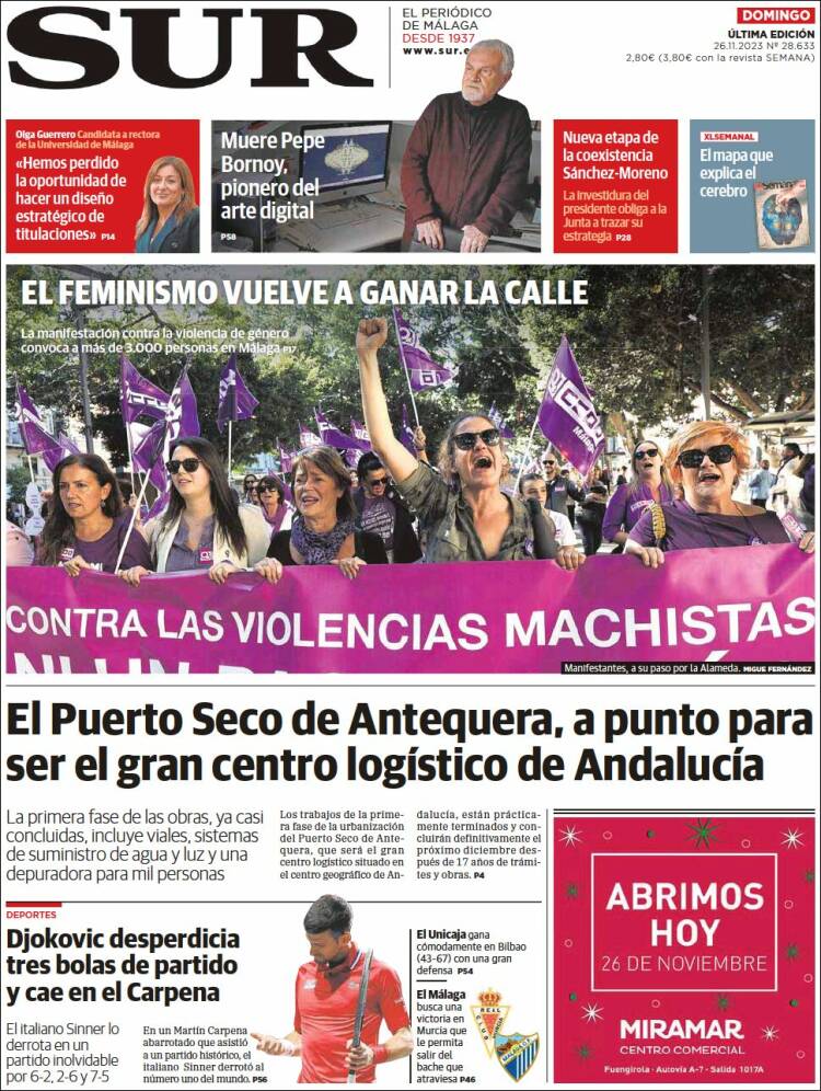 Portada de Diario el Sur (España)