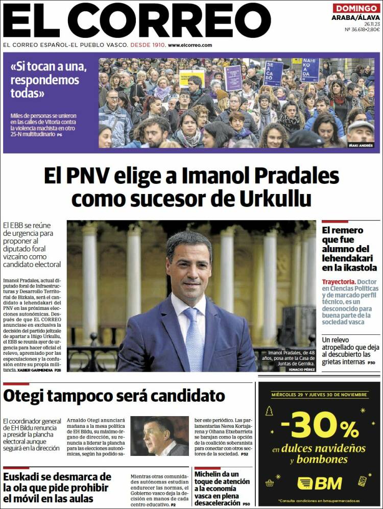 Portada de El Correo - Álava (España)