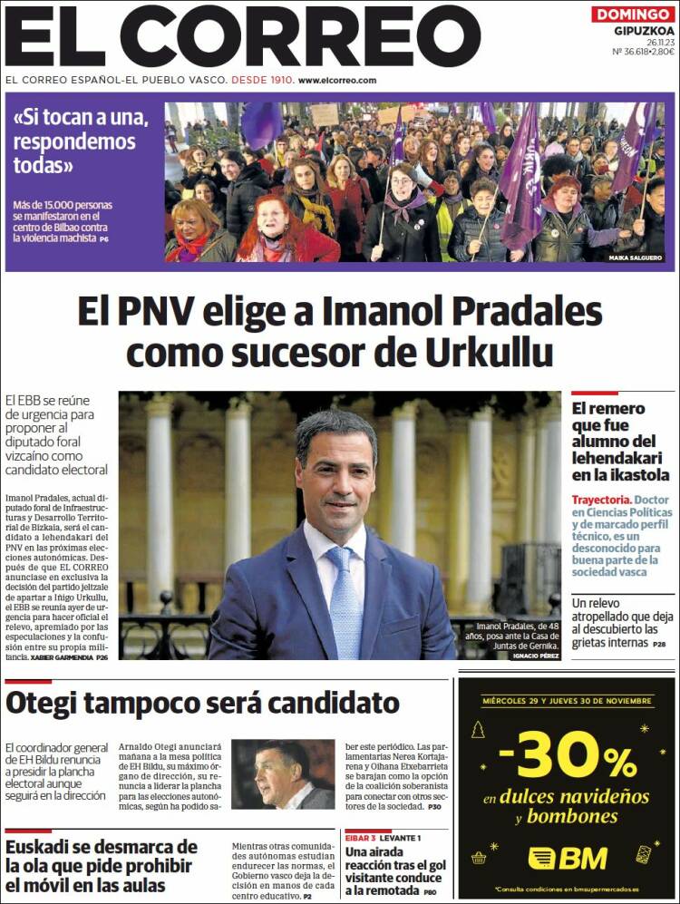 Portada de El Correo - Guipuzcoa (España)