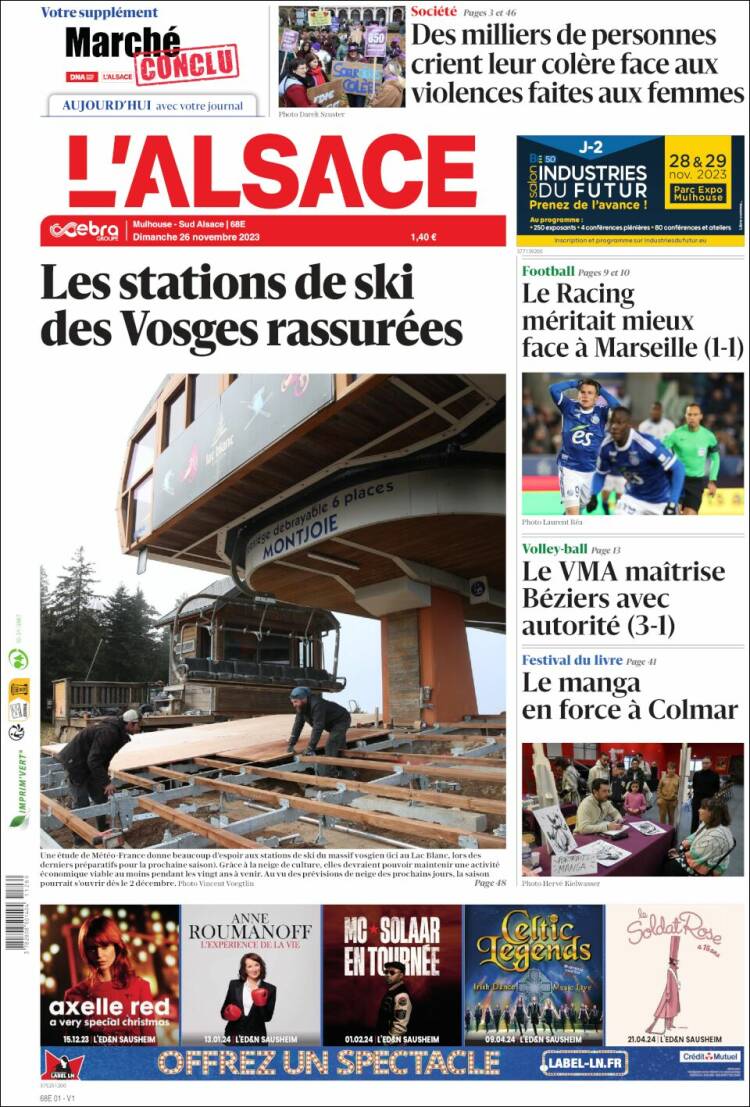 Portada de Journal L'Alsace (Francia)