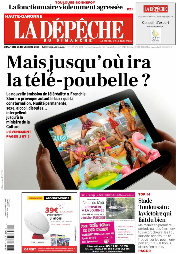 Portada de La Dépêche du Midi (Francia)