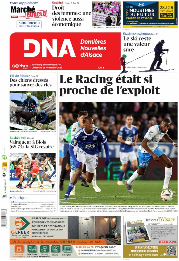 Portada de Les Dernières Nouvelles d'Alsace (Francia)