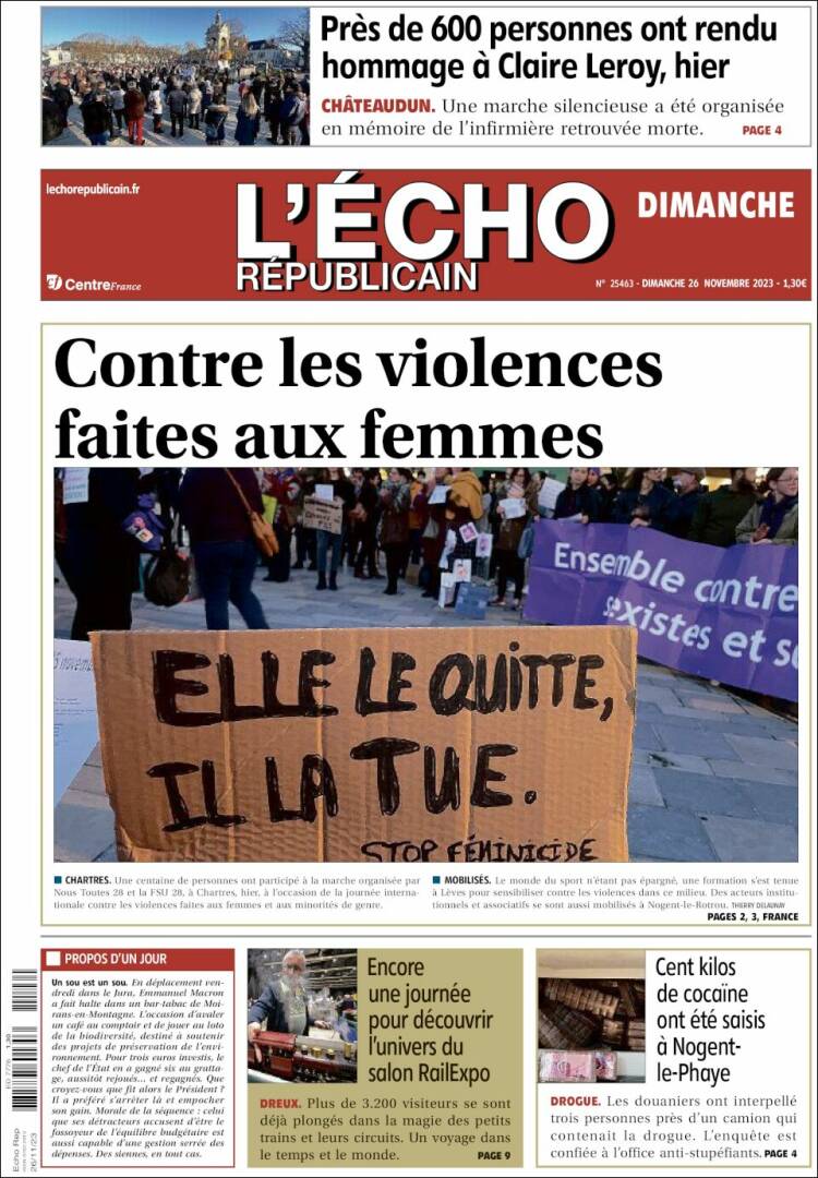 Portada de L'Echo Républicain (Francia)