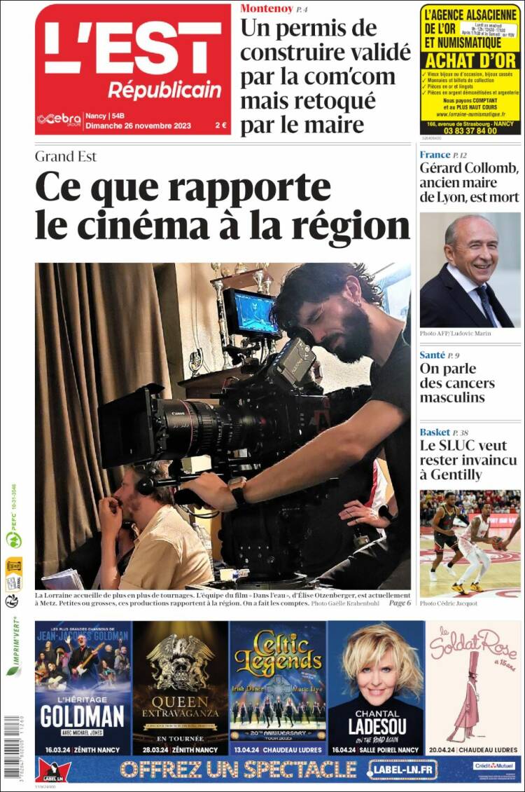 Portada de L'Est Republicain (Francia)
