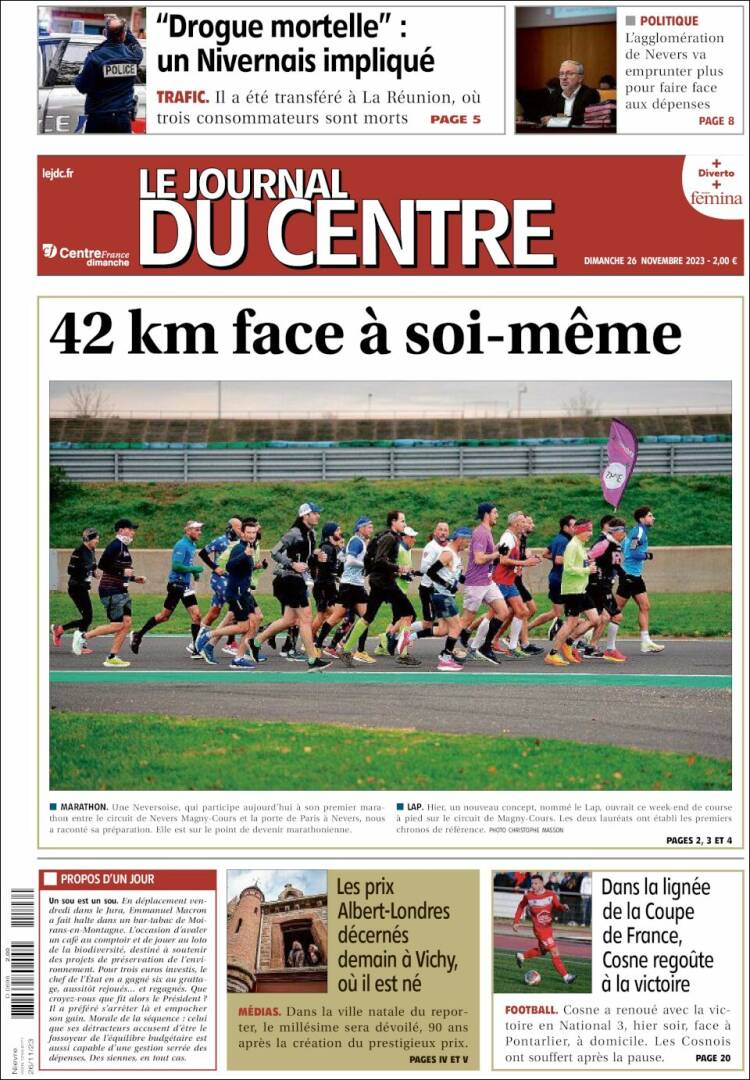Portada de Le Journal du Centre (Francia)