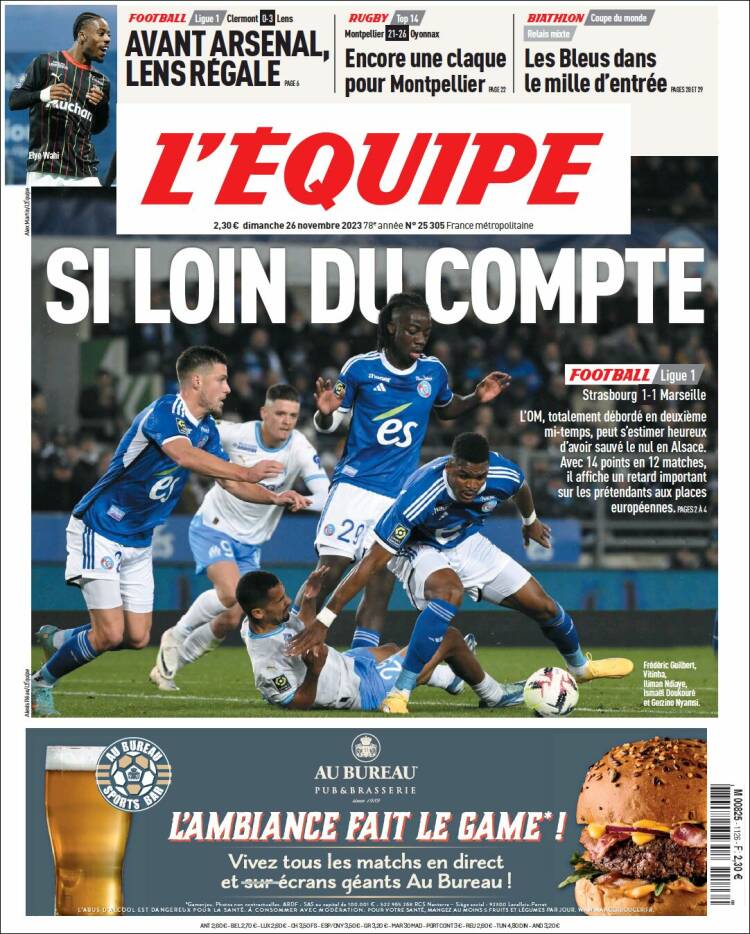 Portada de L'Equipe (Francia)