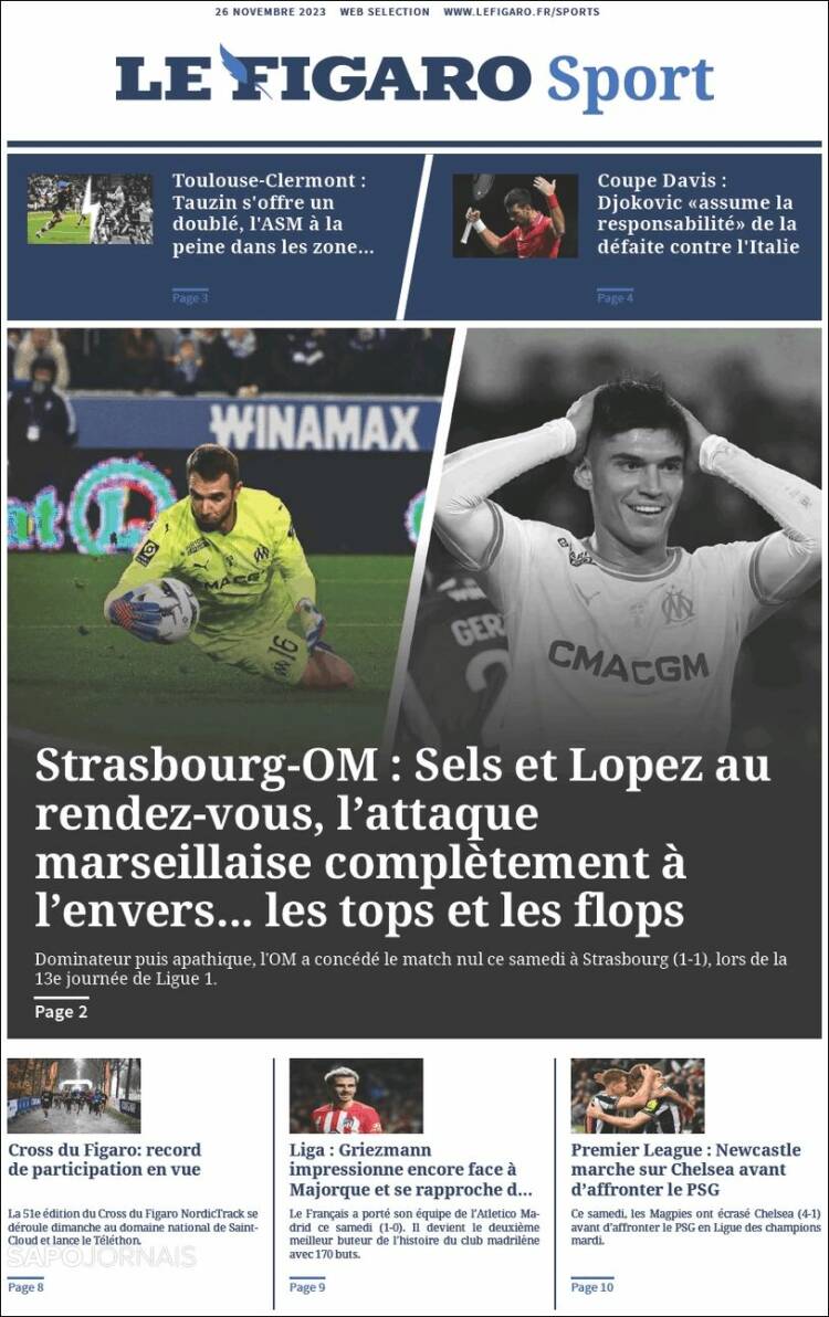 Portada de Le Figaro Sport (Francia)