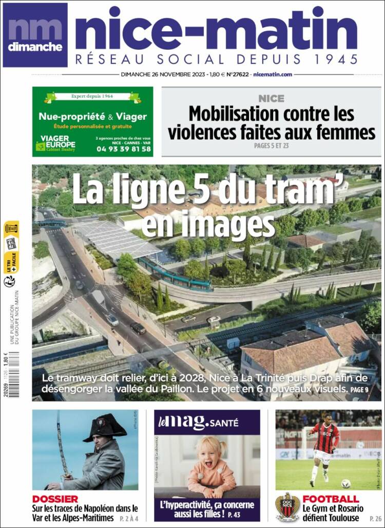 Portada de Nice-Matin (Francia)