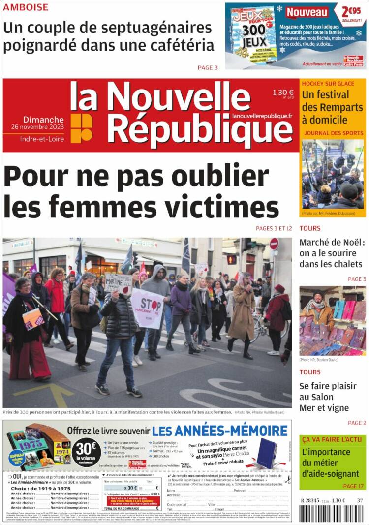 Portada de La Nouvelle Republique (Francia)
