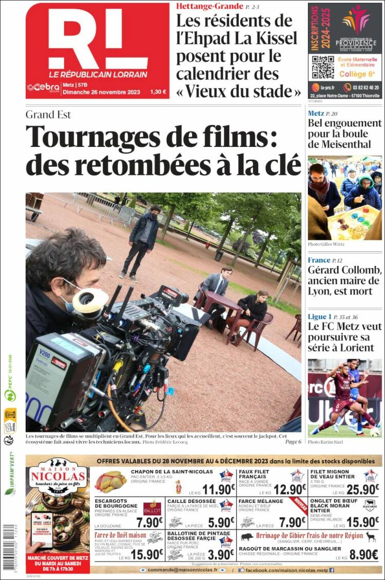 Portada de Le Republicain Lorrain (Francia)