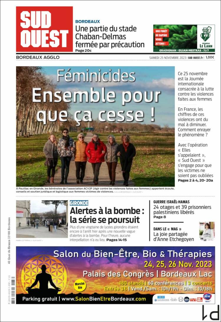 Portada de Sud Ouest (Francia)