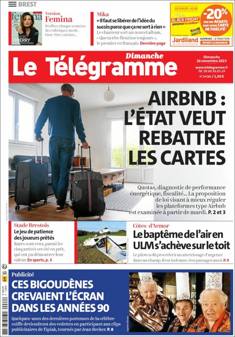 Portada de Télégramme (Francia)