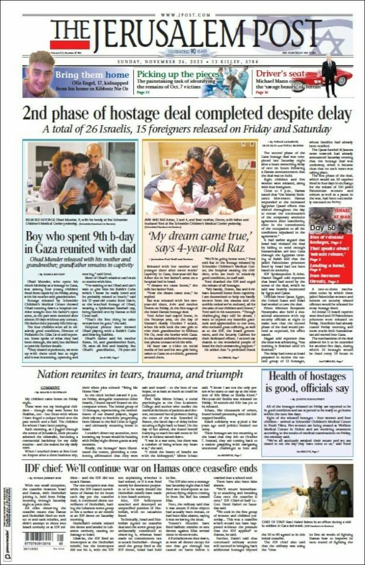 Portada de The Jerusalem Post (Israel)