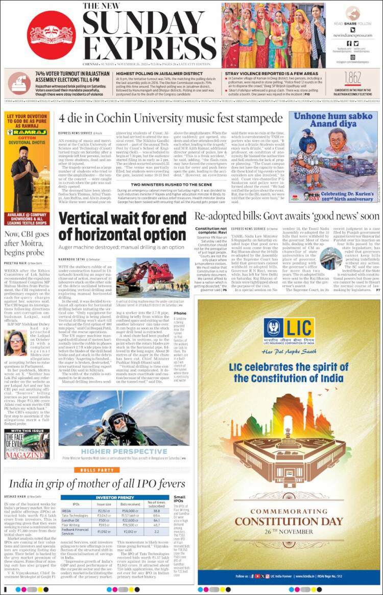 Portada de New Indian Express (India)