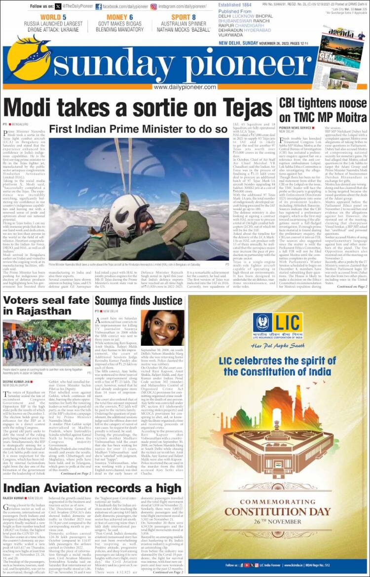 Portada de The Pioneer (India)