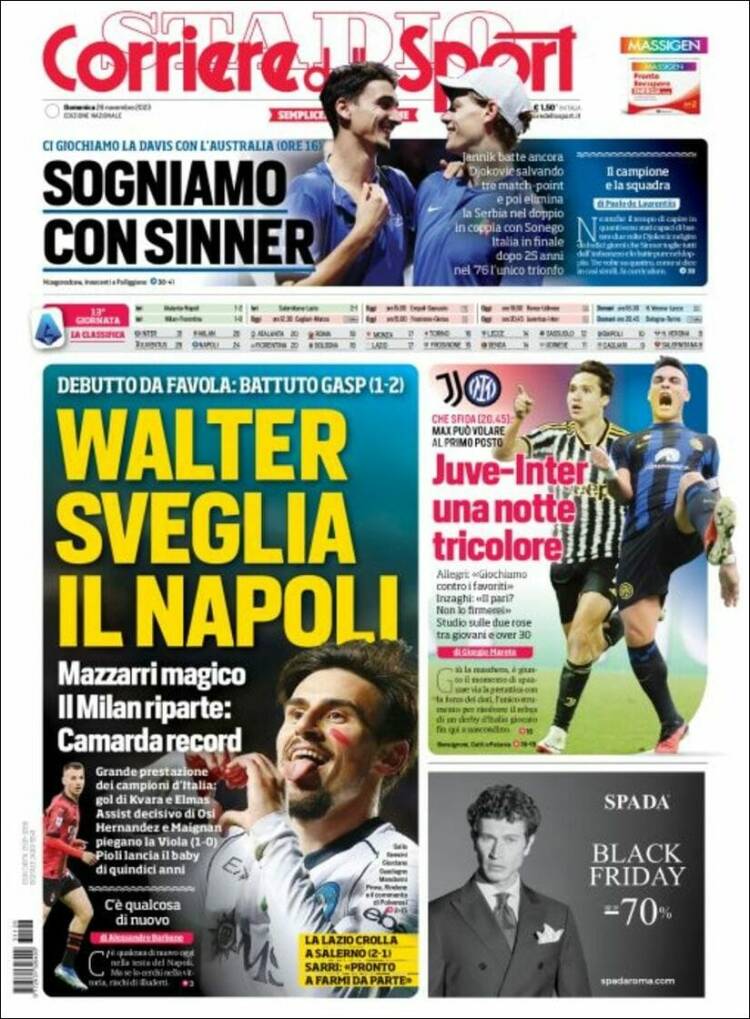 Portada de Corriere dello Sport (Italia)