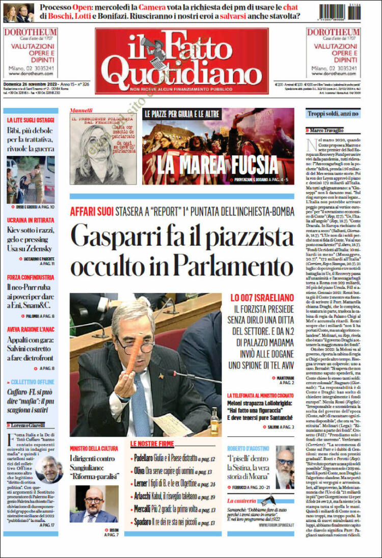 Portada de Il Fatto Quotidiano (Italia)