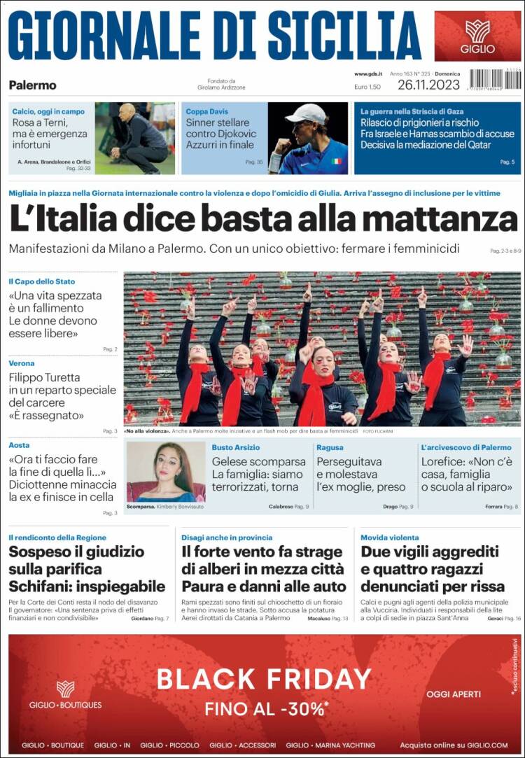 Portada de Giornale di Sicilia (Italia)