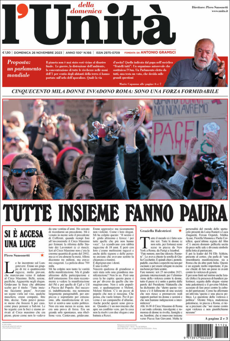 Portada de l'Unità (Italia)