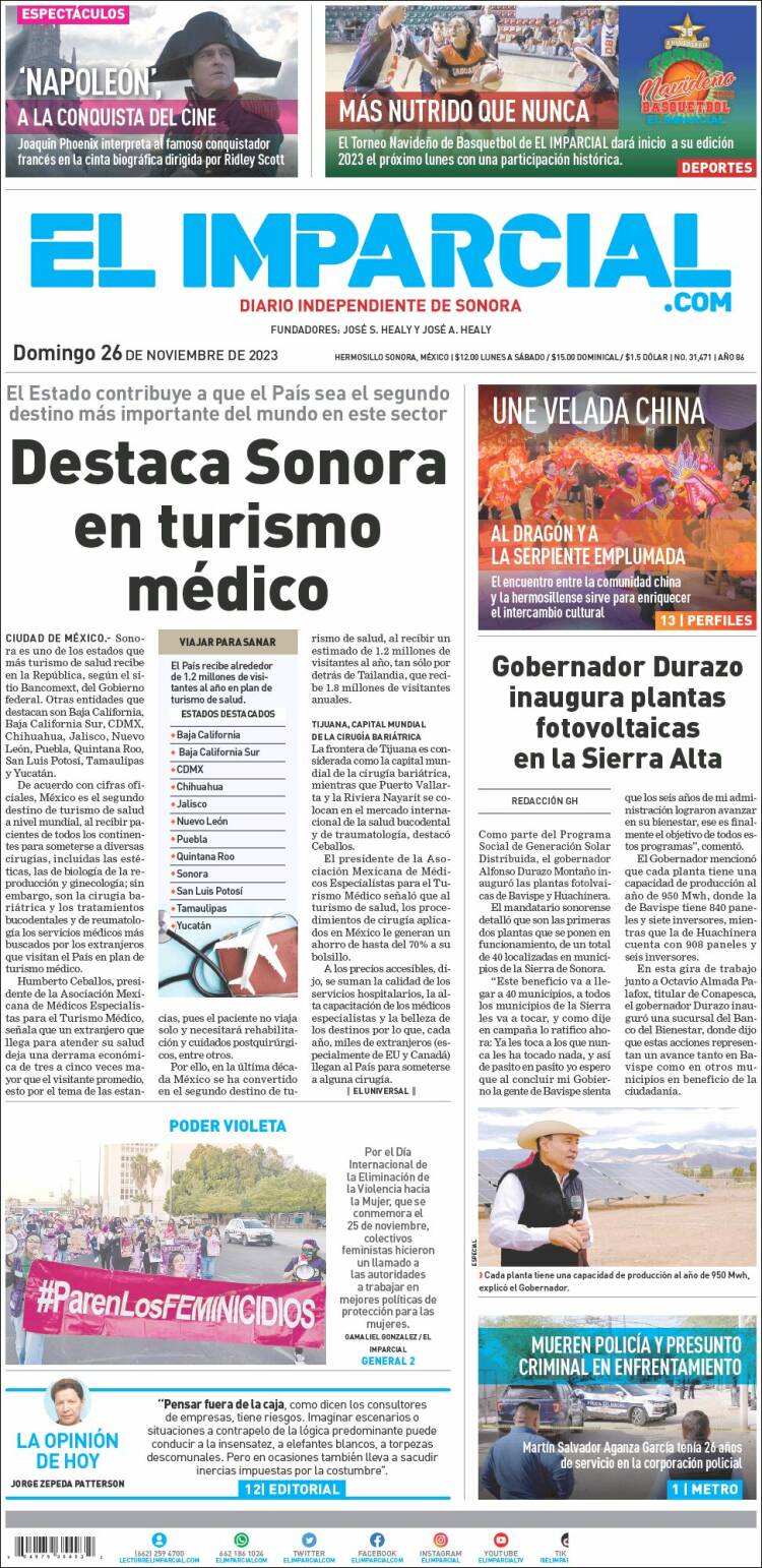 Portada de El Imparcial (M&eacute;xico)