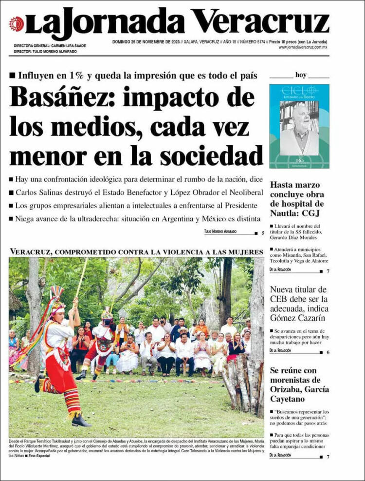 Portada de La Jornada Veracruz (M&eacute;xico)