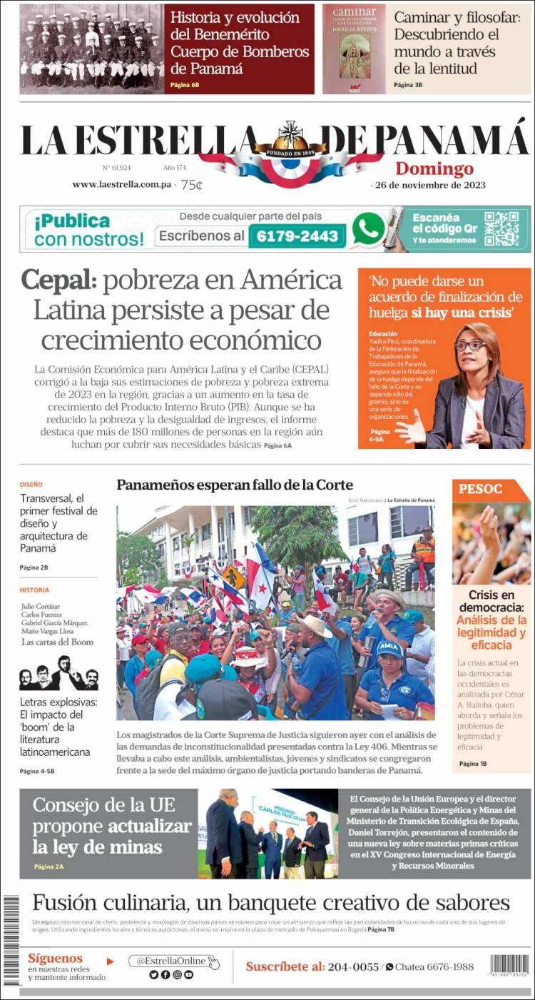 Portada de La Estrella de Panamá (Panam&aacute;)