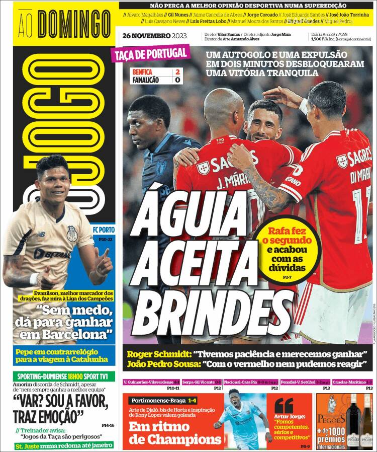 Portada de O Jogo (Portugal)