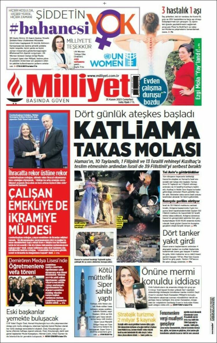 Portada de Milliyet (Turqu&iacute;a)