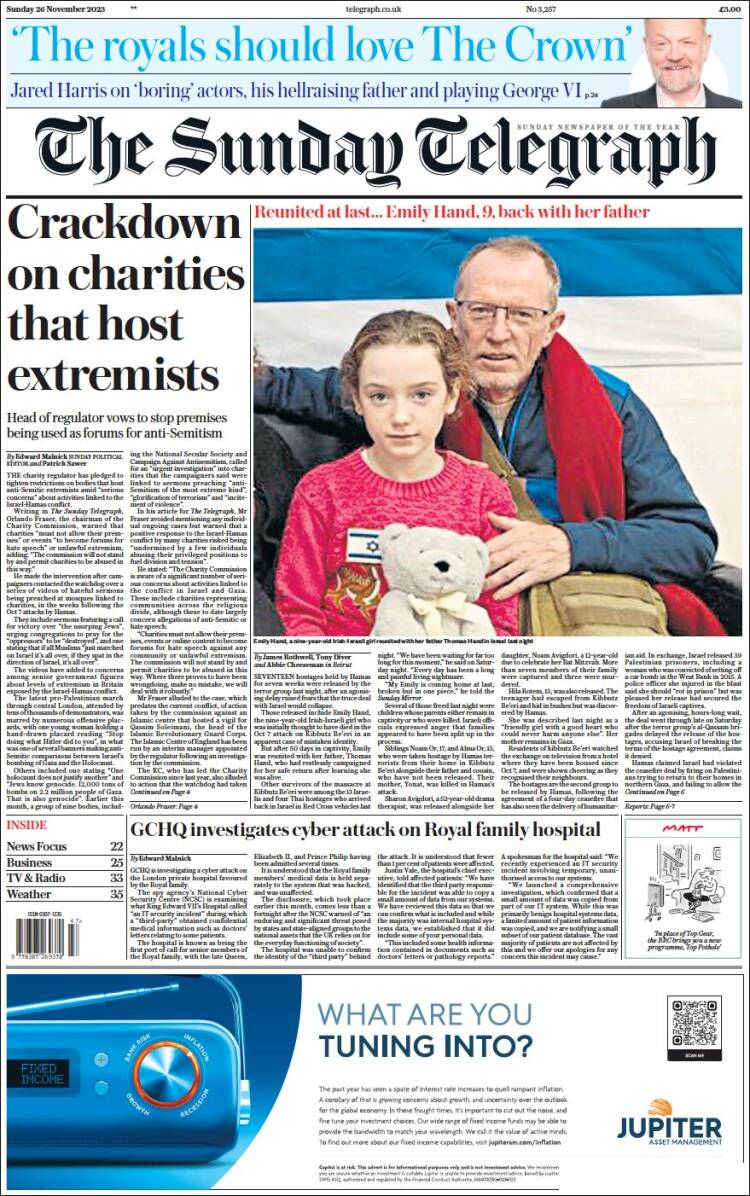 Portada de Daily Telegraph (Reino Unido)