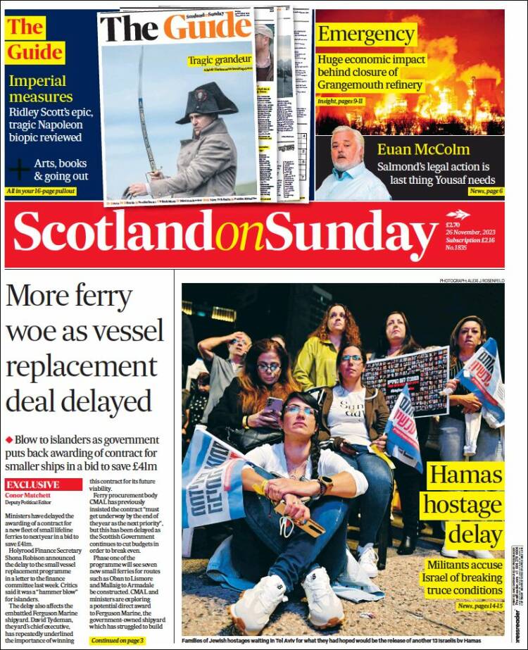 Portada de The Scotsman (Reino Unido)