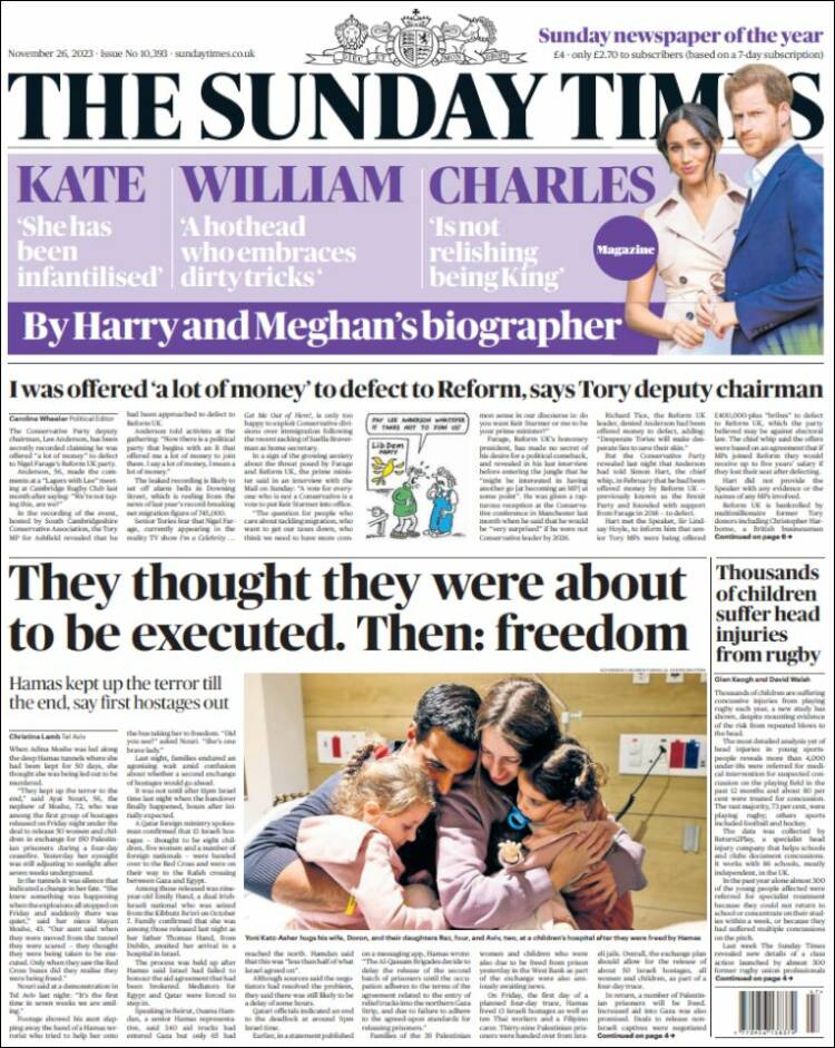 Portada de The Times (Reino Unido)