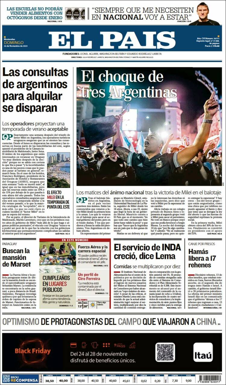Portada de El País (Uruguay)